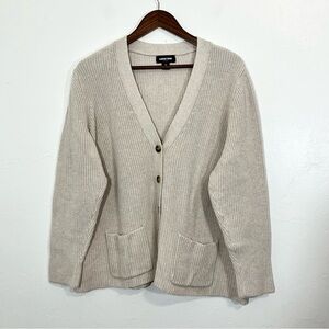 Lands End Beige Cotton Button Front Cardigan Sweater 1X